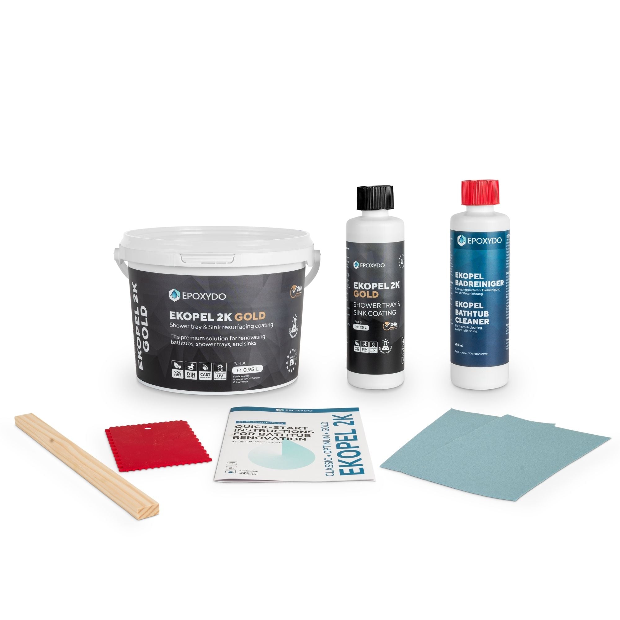 EKOPEL 2K-GOLD Premium shower tray coating. 24h curing time. High UV-resistance.